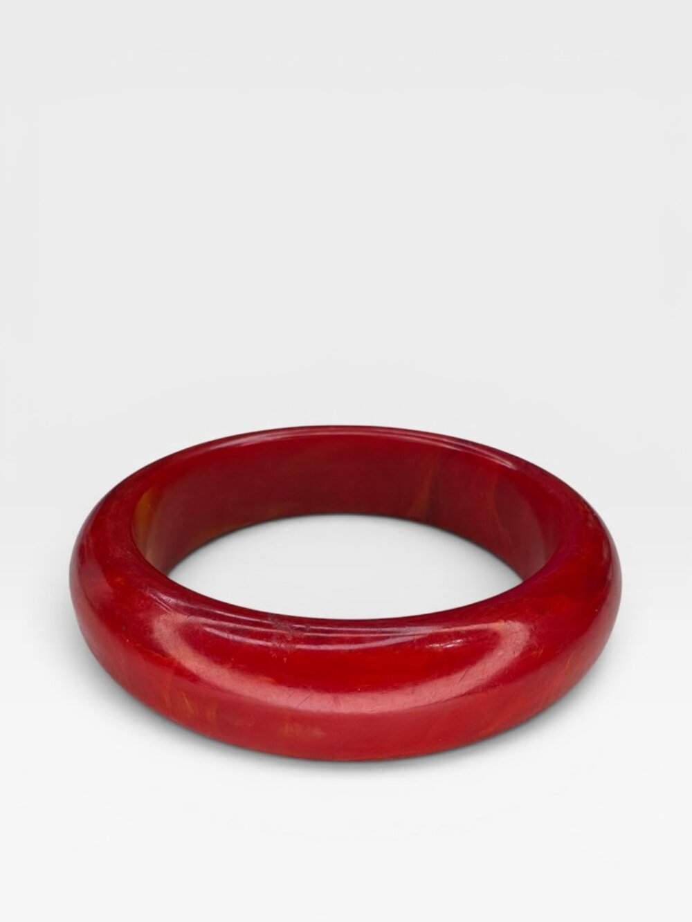 Red Bakelite Bangle Bracelet Marbled Cherry Juice Tested 8"